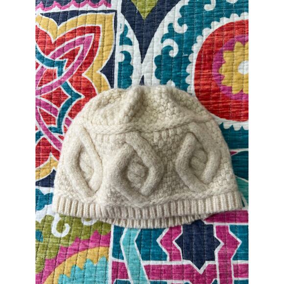 Aran Crafts Made in Ireland 100% Merino Wool Child’s Ivory Knit Beanie One Size - Picture 1 of 7